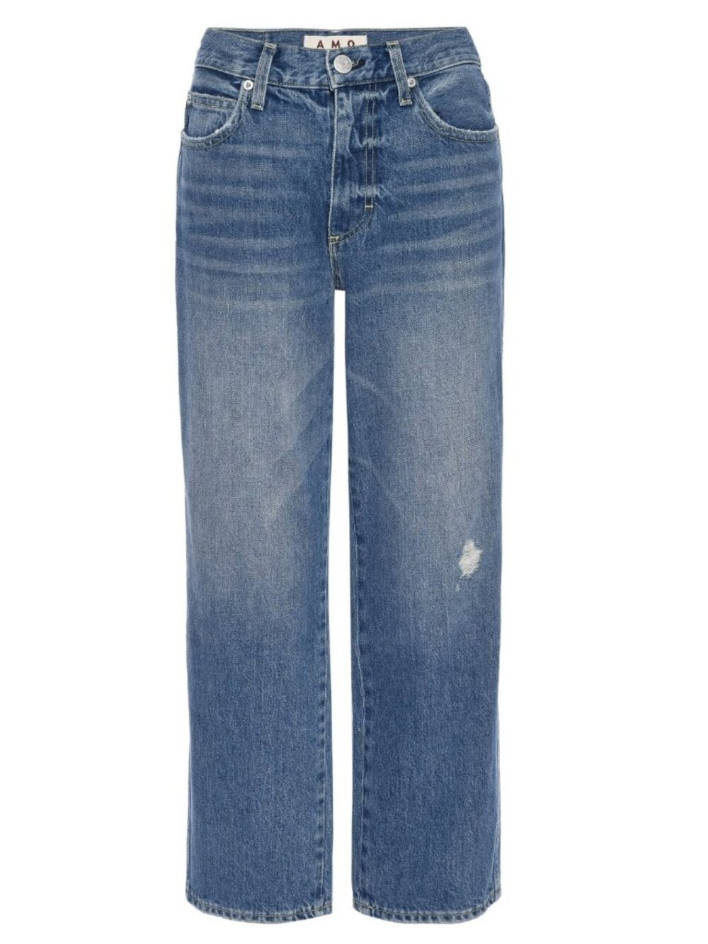 AMO Billie Jeans Warmth Wash Distressed Wide Straight Crop 100% Cotton | Size 29